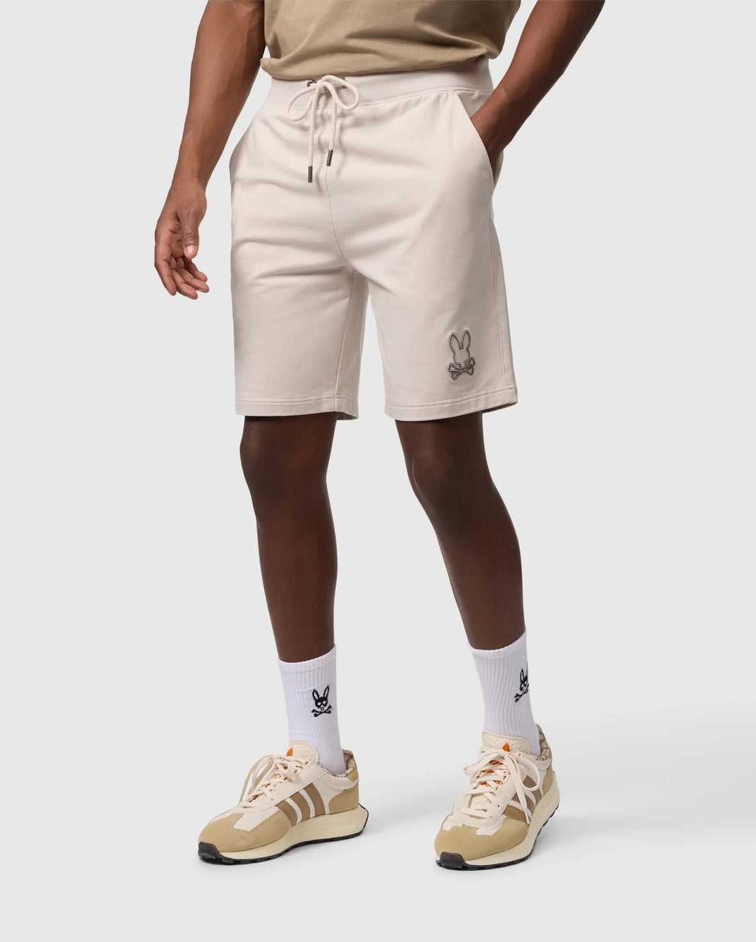 Short Psycho Bunny Livingston Sweatshort Beige Homme | OVZ-84868498